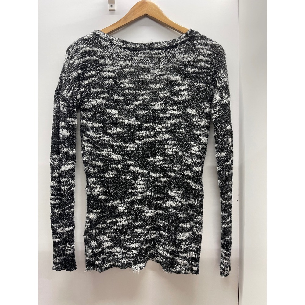 American Eagle Outfitters Black White Marled Knit V-Neck Sweater Womens Medium - Picture 2 of 4